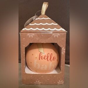 “Hello Baby” Holiday Ceramic Ball Ornament - Celebrate Your Baby Announcement